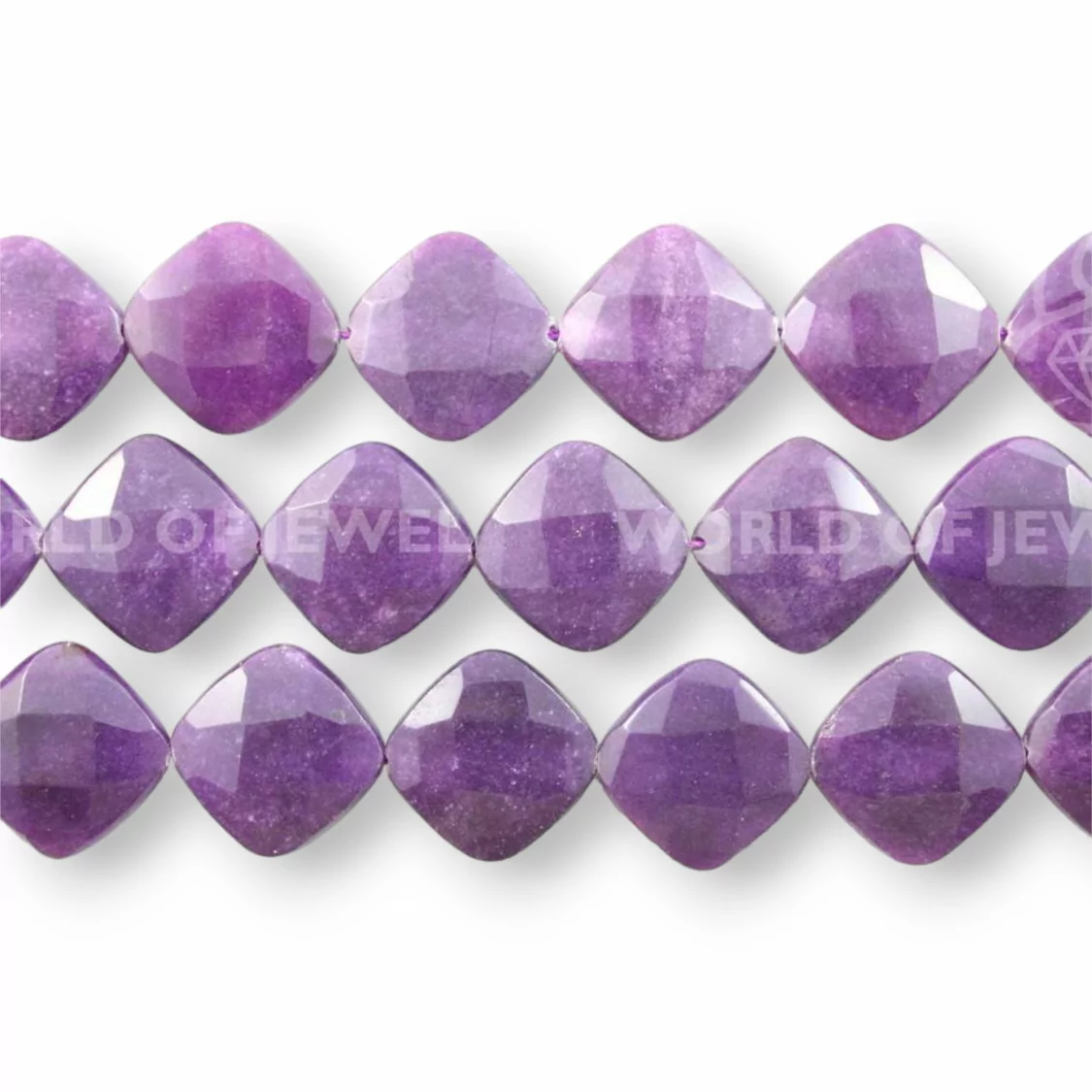 Giada Viola Quadrato Piatto Foro Diagonale Sfaccettato 12mm-GIADA VIOLA | Worldofjewel.com