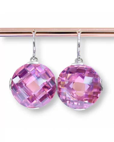 Orecchini A Monachella Di Argento 925 Con Cristalli Rosa CZ 22x33mm-ARGENTO 925 DESIGN ITALY | Worldofjewel.com