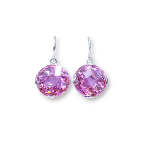 Orecchini A Monachella Di Argento 925 Con Cristalli Rosa CZ 17x30mm-ARGENTO 925 DESIGN ITALY | Worldofjewel.com