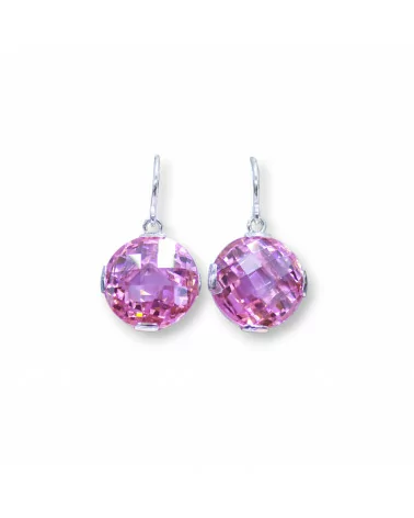 Orecchini A Monachella Di Argento 925 Con Cristalli Rosa CZ 17x30mm-ARGENTO 925 DESIGN ITALY | Worldofjewel.com