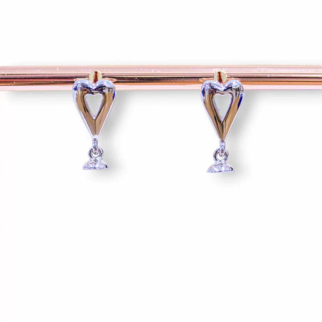 Orecchini A Perno Di Argento 925 A Cuore Con Agata Bianca Sfera Liscia 12x26mm-ARGENTO 925 DESIGN ITALY | Worldofjewel.com