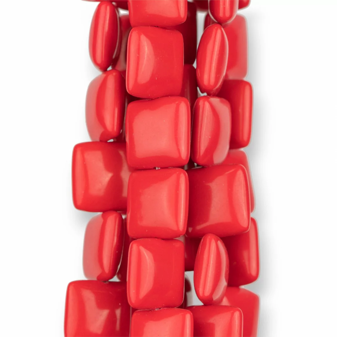 Pasta di Corallo Rosso Quadrato Piatto 12mm-PASTA DI CORALLO ROSSO | Worldofjewel.com