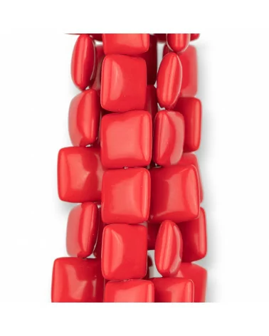 Pasta di Corallo Rosso Quadrato Piatto 12mm-PASTA DI CORALLO ROSSO | Worldofjewel.com