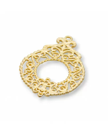 Pendente Componente Di Bronzo Goccia Traforata Stile Impero 25x36mm 18pz-CONNETTORI LISCI | Worldofjewel.com