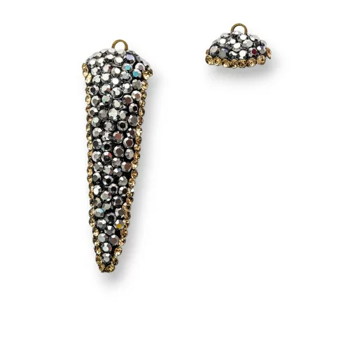 Pendenti Di Occhio Di Gatto Con Marcasite 17x42mm 8pz Oro e Bianco-CIONDOLI DI OCCHIO DI GATTO | Worldofjewel.com