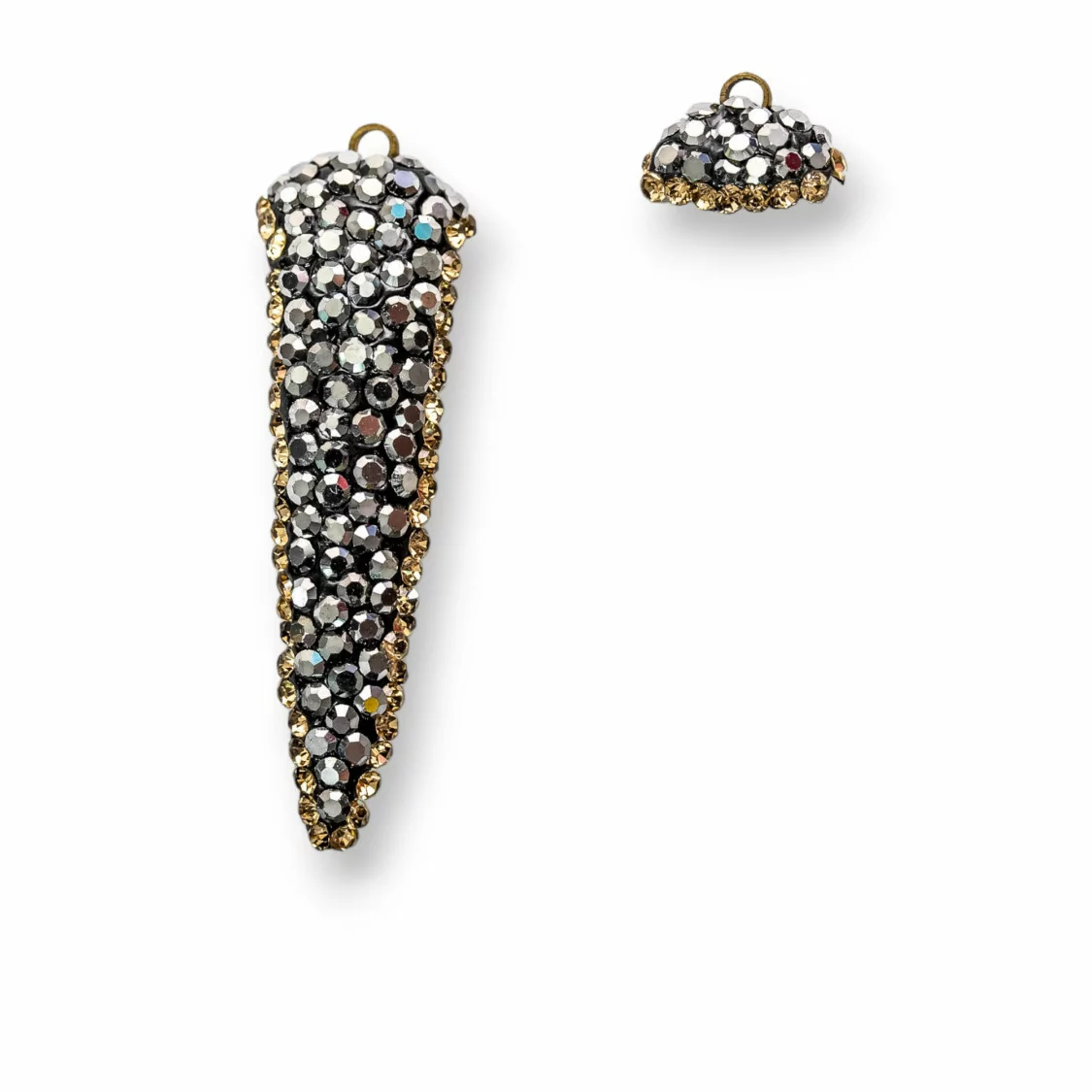 Pendenti Di Occhio Di Gatto Con Marcasite 17x42mm 8pz Oro e Bianco-CIONDOLI DI OCCHIO DI GATTO | Worldofjewel.com