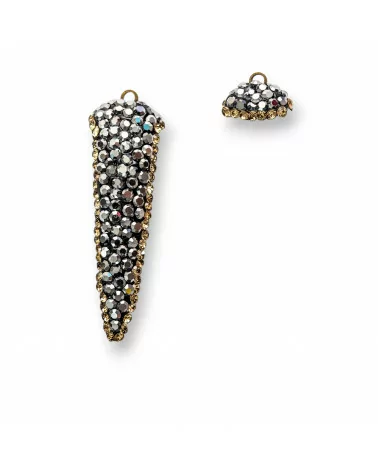 Pendenti Di Occhio Di Gatto Con Marcasite 17x42mm 8pz Oro e Bianco-CIONDOLI DI OCCHIO DI GATTO | Worldofjewel.com