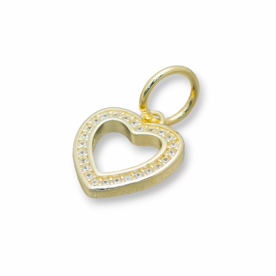 Pendenti Charms Di Argento 925 Foro Largo Con Zirconi Cuore 6pz Dorato-ARGENTO 925 DESIGN ITALY | Worldofjewel.com