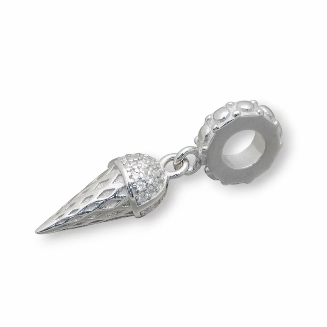 Pendenti Charms Di Argento 925 Foro Largo Con Zirconi Gelato 3pz Rodiato-ARGENTO 925 DESIGN ITALY | Worldofjewel.com