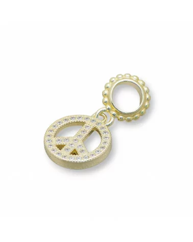 Pendenti Charms Di Argento 925 Foro Largo Con Zirconi Pace 5pz Dorato-ARGENTO 925 DESIGN ITALY | Worldofjewel.com