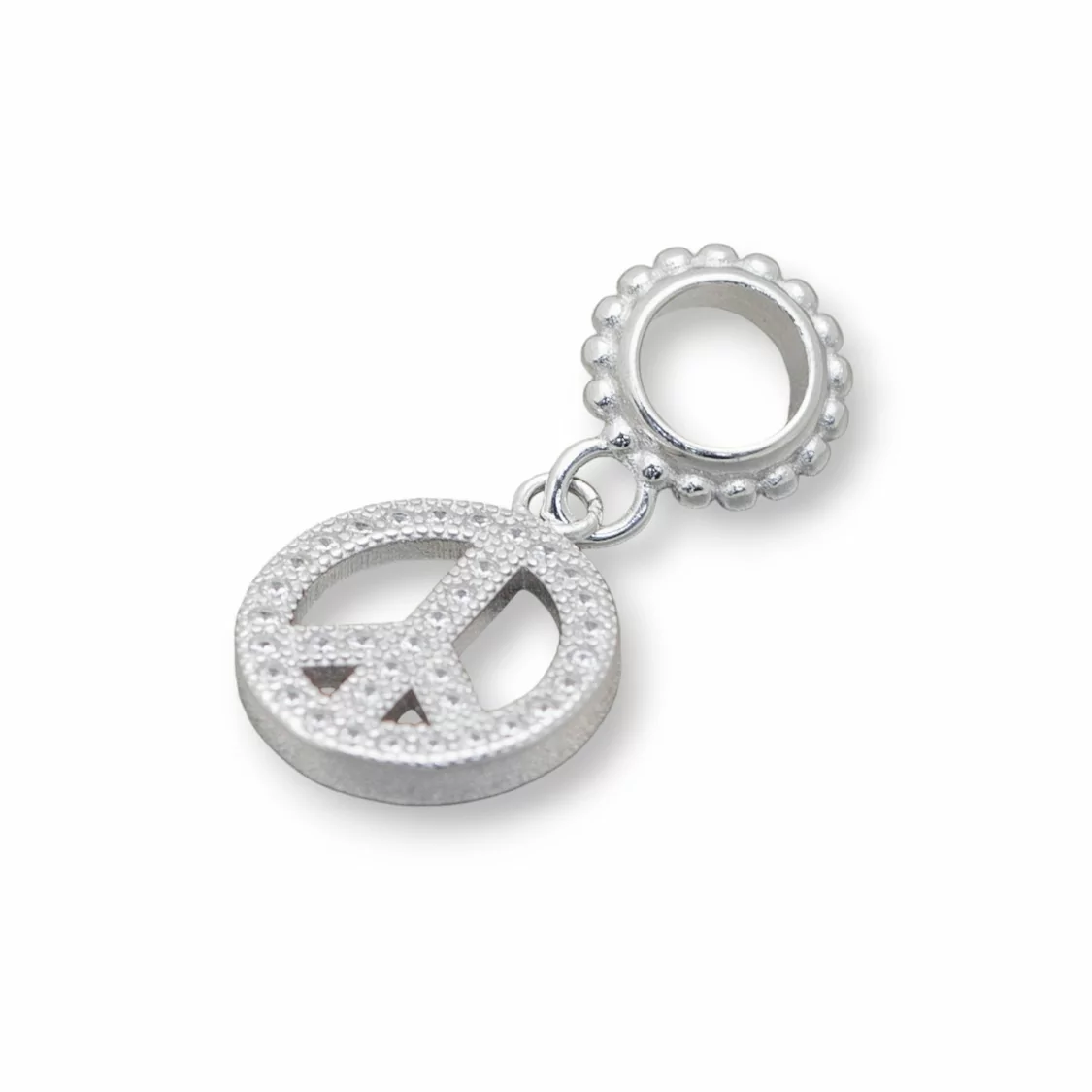 Pendenti Charms Di Argento 925 Foro Largo Con Zirconi Pace 5pz Rodiato-ARGENTO 925 DESIGN ITALY | Worldofjewel.com