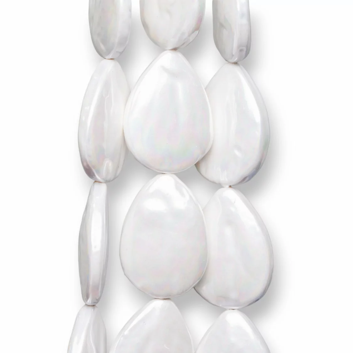 Perle Di Maiorca Bianca Gocce Piatto Barocca 20x30mm-PERLE BIANCHE | Worldofjewel.com