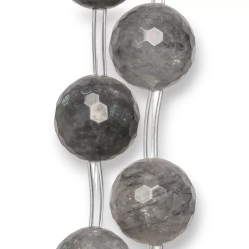 Quarzo Grigio Perlina Tonda Sfaccettata 25mm 8pz Prima Scelta-QUARZO GRIGIO | Worldofjewel.com