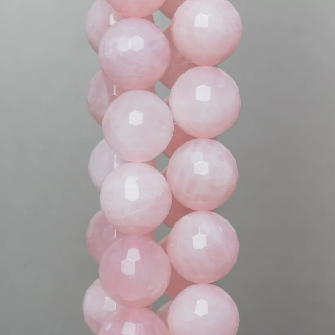 Quarzo Rosa Perlina Tonda Sfaccettata 18mm Milk-QUARZO ROSA | Worldofjewel.com