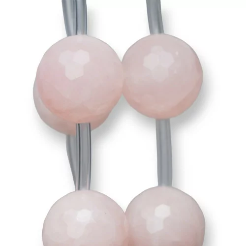 Quarzo Rosa Perlina Tonda Sfaccettata 25mm 8pz-QUARZO ROSA | Worldofjewel.com