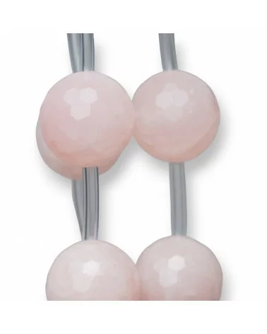 Quarzo Rosa Perlina Tonda Sfaccettata 25mm 8pz-QUARZO ROSA | Worldofjewel.com