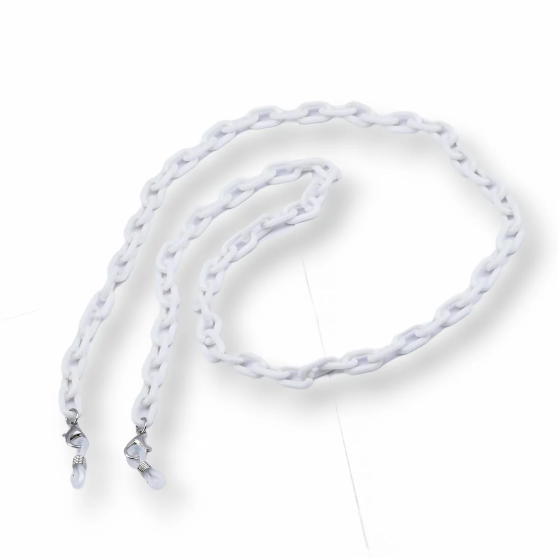 Catena Per Occhiali Con Anelli Di Silicone Antiscivolo Policarbonato 2pz Bianco-CATENE PER OCCHIALI | Worldofjewel.com