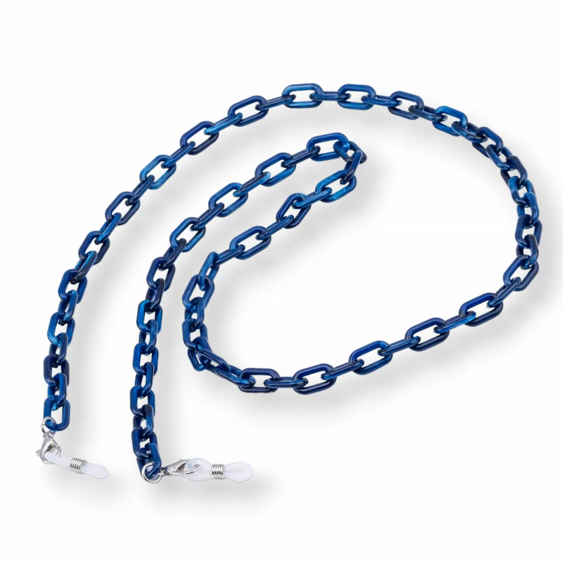 Catena Per Occhiali Con Anelli Di Silicone Antiscivolo Policarbonato 2pz Blu-CATENE PER OCCHIALI | Worldofjewel.com