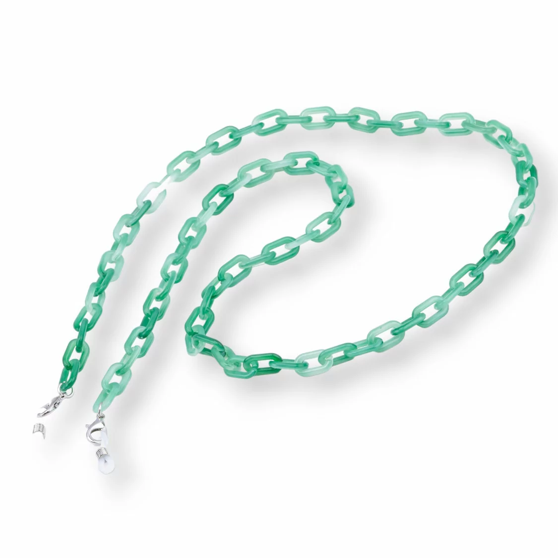 Catena Per Occhiali Con Anelli Di Silicone Antiscivolo Policarbonato 2pz Verde Chiaro-CATENE PER OCCHIALI | Worldofjewel.com