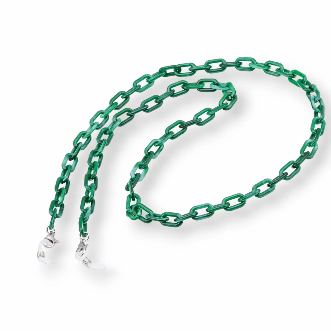 Catena Per Occhiali Con Anelli Di Silicone Antiscivolo Policarbonato 2pz Verde SMeraldo-CATENE PER OCCHIALI | Worldofjewel.com