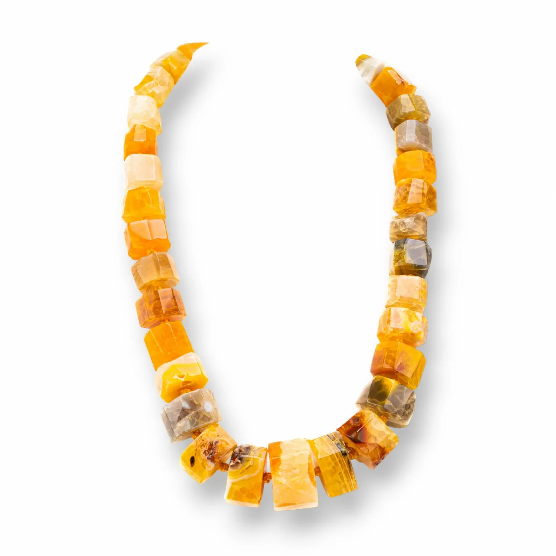 Collana Di Pietre Dure Annodate Con Chiusura Di Ottone Rondella Sfaccettata 14-30mm Lunghezza Collana 55cm Giallo-COLLANE DI PIETRE DURE | Worldofjewel.com