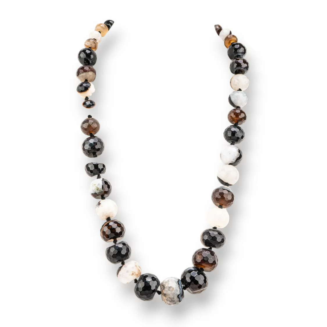 Collana Di Pietre Dure Annodate Con Chiusura Di Ottone Rondelle Sfaccettate a Gradazione 12-25mm Lunghezza Collana 55cm Bianco -COLLANE DI PIETRE DURE | Worldofjewel.com