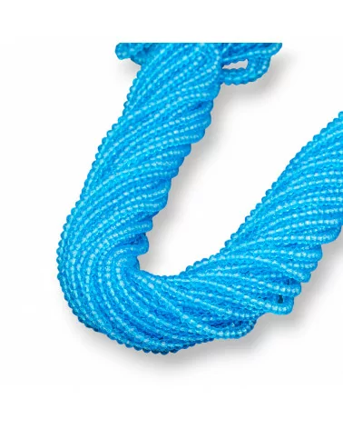 Perline Di Cristalli Rondelle Sfaccettate 3,5x3mm 100 FILI Su Filo Di Cotone Pronti all'uso Azzurro-CRISTALLI CONFEZIONE INGROSSO | Worldofjewel.com