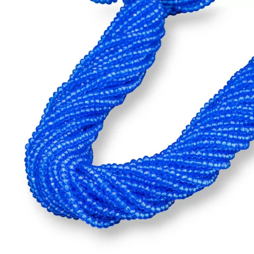 Perline Di Cristalli Rondelle Sfaccettate 3,5x3mm 100 FILI Su Filo Di Cotone Pronti all'uso Blu-CRISTALLI CONFEZIONE INGROSSO | Worldofjewel.com