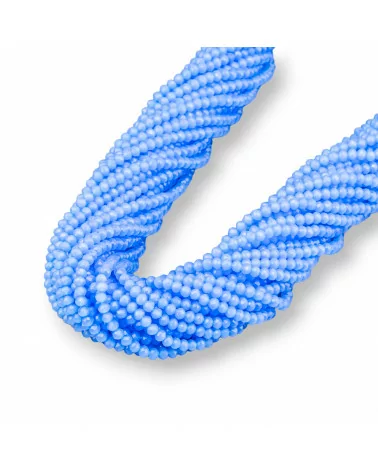 Perline Di Cristalli Rondelle Sfaccettate 3,5x3mm 100 FILI Su Filo Di Cotone Pronti all'uso Blu Chiaro Pieno-CRISTALLI CONFEZIONE INGROSSO | Worldofjewel.com