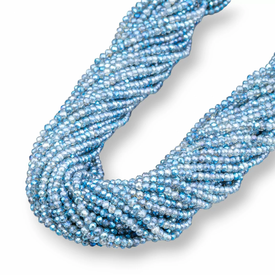 Perline Di Cristalli Rondelle Sfaccettate 3,5x3mm 100 FILI Su Filo Di Cotone Pronti all'uso Blu Mix-CRISTALLI CONFEZIONE INGROSSO | Worldofjewel.com