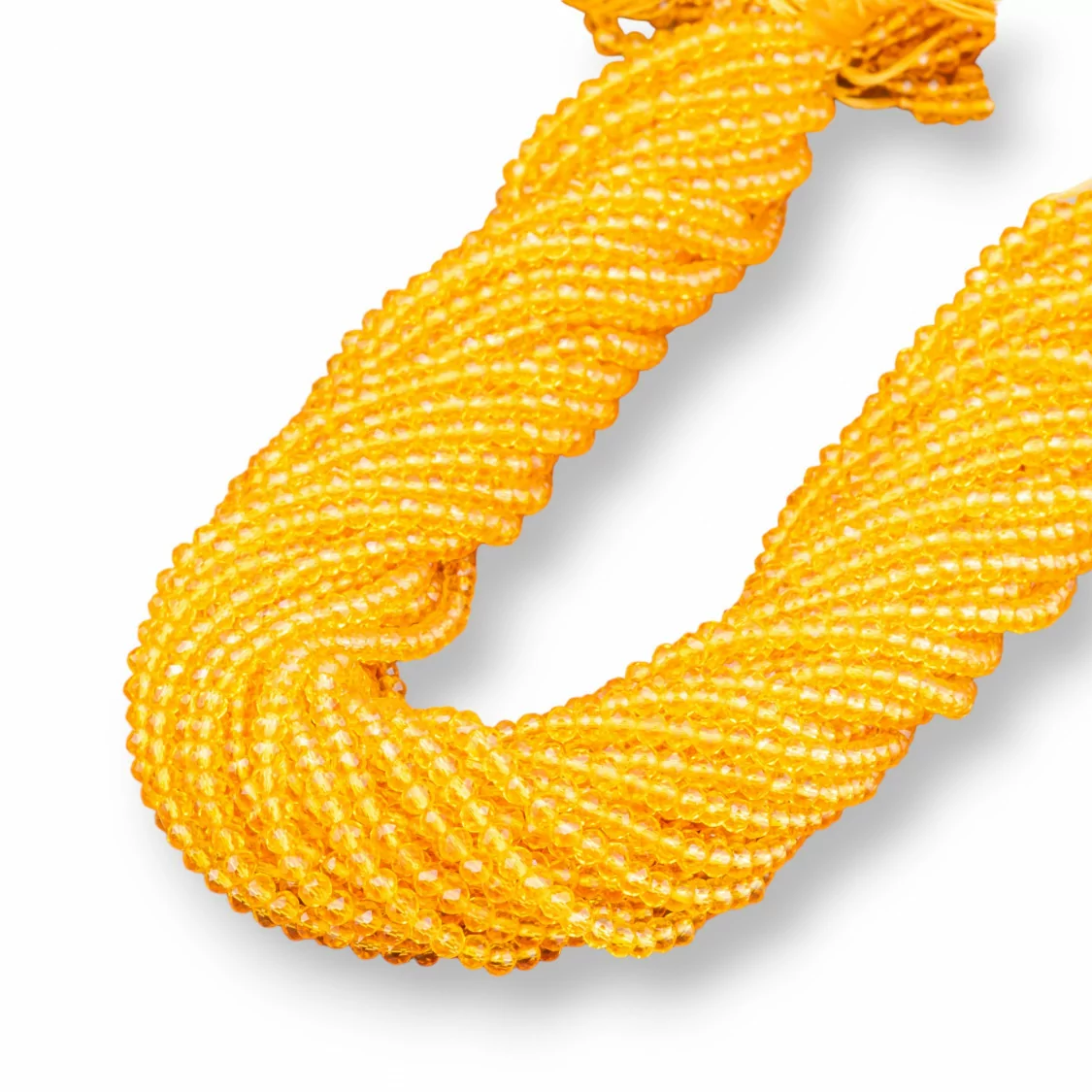 Perline Di Cristalli Rondelle Sfaccettate 3,5x3mm 100 FILI Su Filo Di Cotone Pronti all'uso Giallo Intenso-CRISTALLI CONFEZIONE INGROSSO | Worldofjewel.com