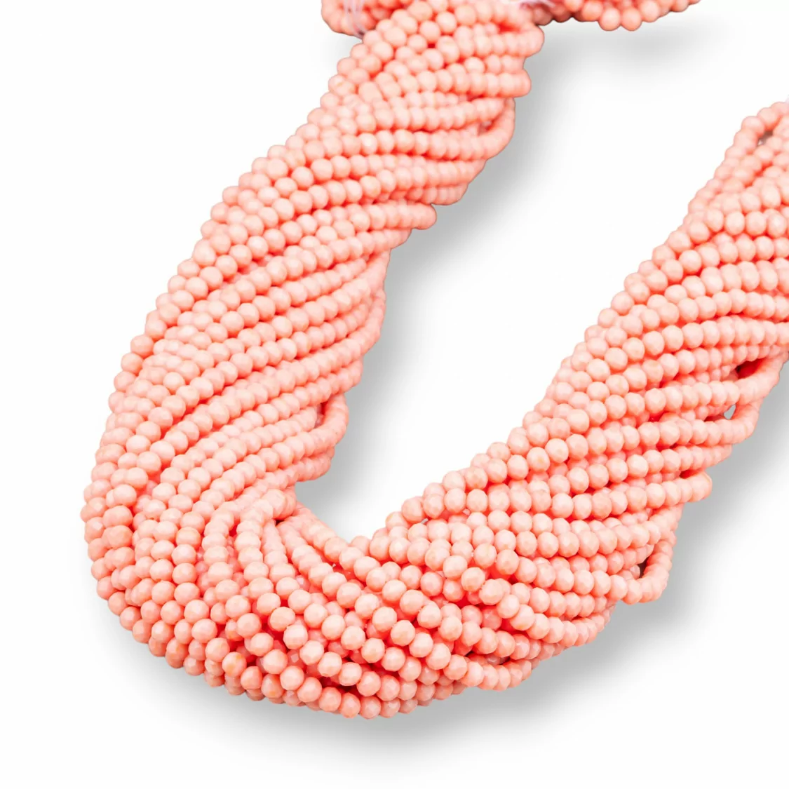 Perline Di Cristalli Rondelle Sfaccettate 3,5x3mm 100 FILI Su Filo Di Cotone Pronti all'uso Rosa Pastello-CRISTALLI CONFEZIONE INGROSSO | Worldofjewel.com