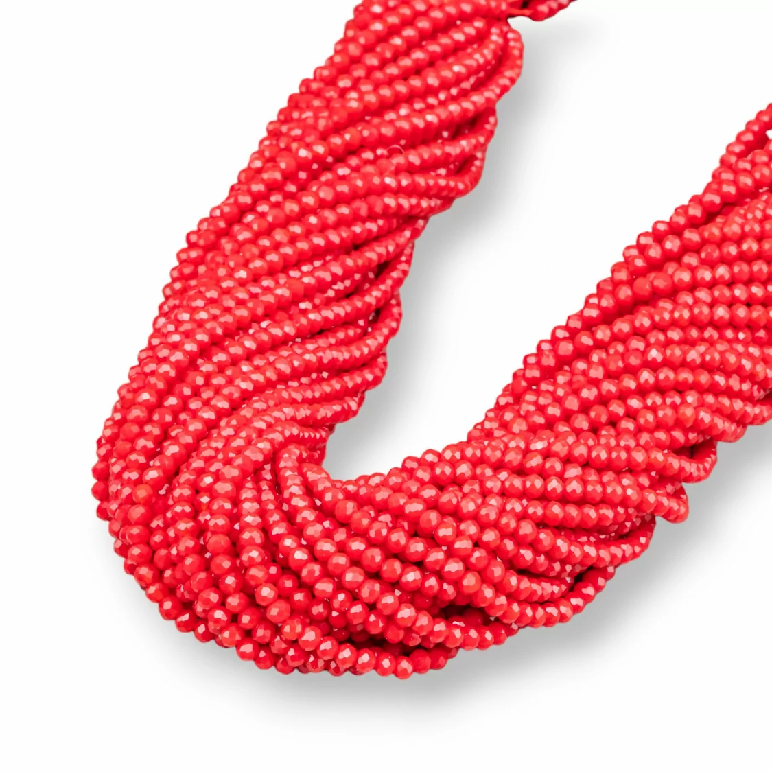 Perline Di Cristalli Rondelle Sfaccettate 3,5x3mm 100 FILI Su Filo Di Cotone Pronti all'uso Rosso Pastello-CRISTALLI CONFEZIONE INGROSSO | Worldofjewel.com