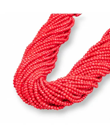 Perline Di Cristalli Rondelle Sfaccettate 3,5x3mm 100 FILI Su Filo Di Cotone Pronti all'uso Rosso Pastello-CRISTALLI CONFEZIONE INGROSSO | Worldofjewel.com