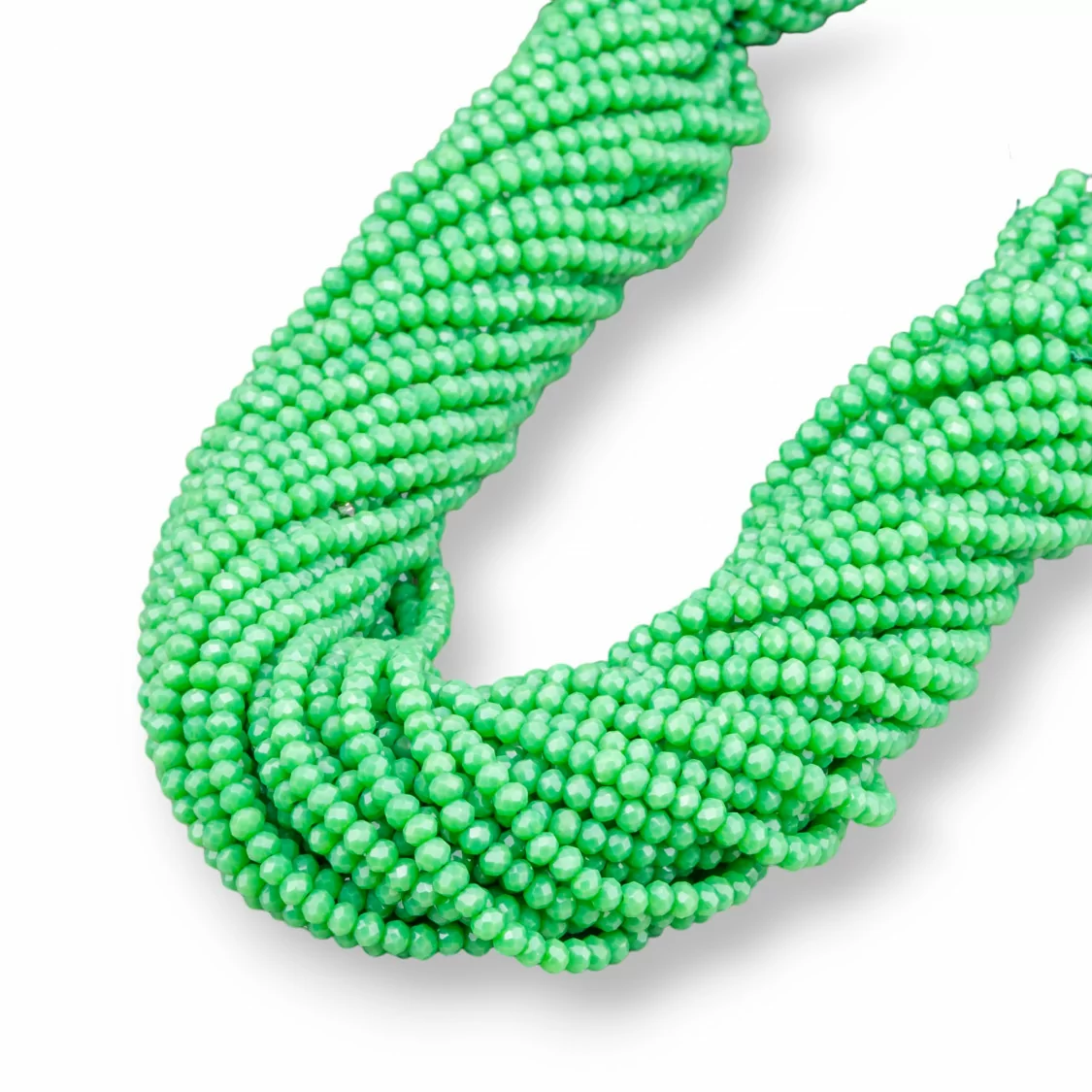 Perline Di Cristalli Rondelle Sfaccettate 3,5x3mm 100 FILI Su Filo Di Cotone Pronti all'uso Verde-CRISTALLI CONFEZIONE INGROSSO | Worldofjewel.com