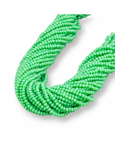 Perline Di Cristalli Rondelle Sfaccettate 3,5x3mm 100 FILI Su Filo Di Cotone Pronti all'uso Verde-CRISTALLI CONFEZIONE INGROSSO | Worldofjewel.com