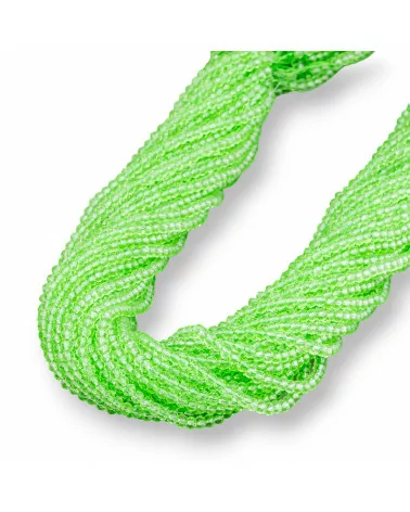 Perline Di Cristalli Rondelle Sfaccettate 3,5x3mm 100 FILI Su Filo Di Cotone Pronti all'uso Verde Chiaro Trasparente-CRISTALLI CONFEZIONE INGROSSO | Worldofjewel.com