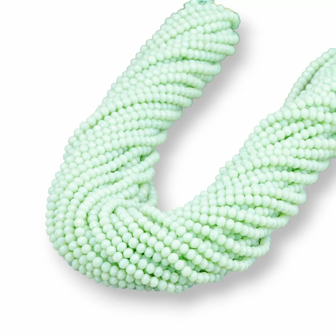 Perline Di Cristalli Rondelle Sfaccettate 3,5x3mm 100 FILI Su Filo Di Cotone Pronti all'uso Verde Pastello-CRISTALLI CONFEZIONE INGROSSO | Worldofjewel.com