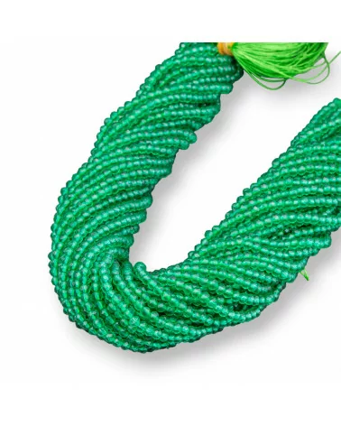 Perline Di Cristalli Rondelle Sfaccettate 3,5x3mm 100 FILI Su Filo Di Cotone Pronti all'uso Verde Smeraldo-CRISTALLI CONFEZIONE INGROSSO | Worldofjewel.com