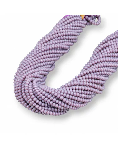 Perline Di Cristalli Rondelle Sfaccettate 3,5x3mm 100 FILI Su Filo Di Cotone Pronti all'uso Viola-CRISTALLI CONFEZIONE INGROSSO | Worldofjewel.com