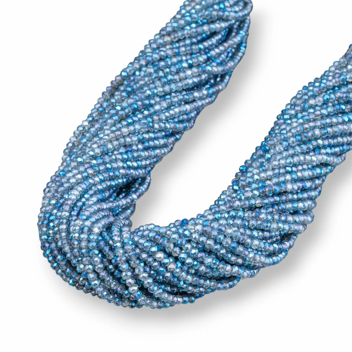 Perline Di Cristalli Rondelle Sfaccettate 3x2mm 100 FILI Su Filo Di Cotone Pronti all'uso Blu Mix-CRISTALLI CONFEZIONE INGROSSO | Worldofjewel.com