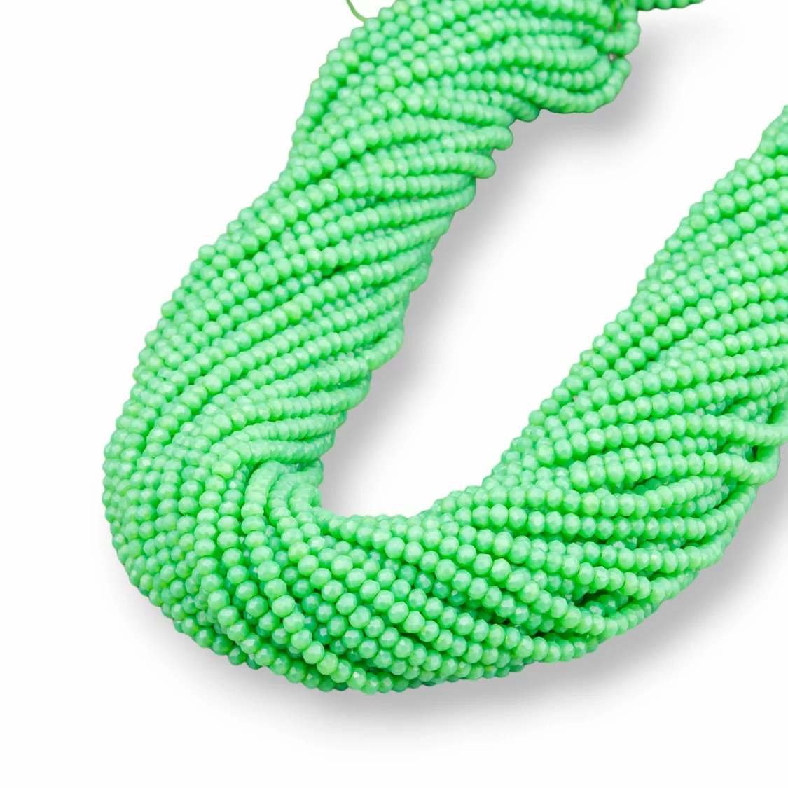 Perline Di Cristalli Rondelle Sfaccettate 3x2mm 100 FILI Su Filo Di Cotone Pronti all'uso Verde Chiaro-CRISTALLI CONFEZIONE INGROSSO | Worldofjewel.com