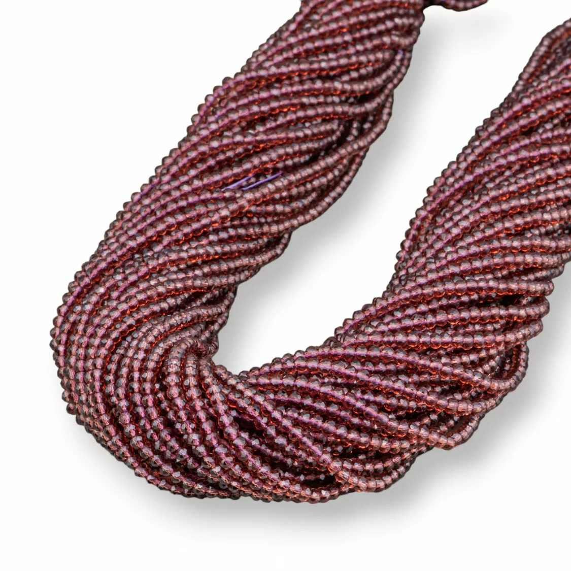 Perline Di Cristalli Rondelle Sfaccettate 3x2mm 100 FILI Su Filo Di Cotone Pronti all'uso Viola-CRISTALLI CONFEZIONE INGROSSO | Worldofjewel.com