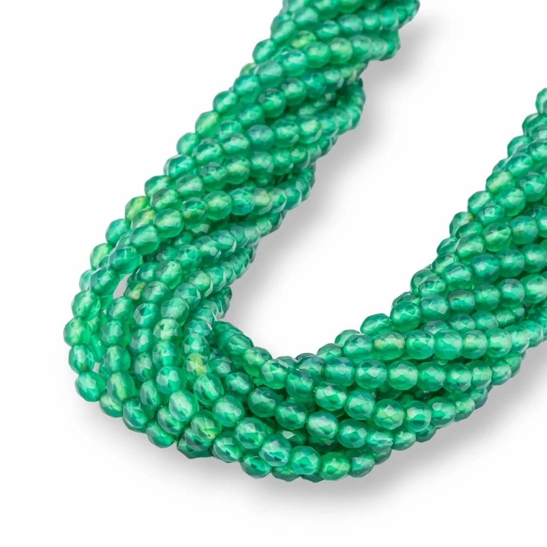 Agata Verde Perlina Tonda Sfaccettata 4mm Prima Scelta-AGATA VERDE | Worldofjewel.com