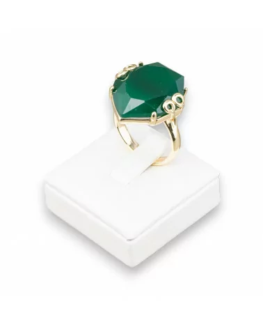 Anello Di Bronzo Con Cristalli 21x23mm Misura Regolabile Dorato Verde-ANELLI BRONZO E OCCHIO DI GATTO | Worldofjewel.com