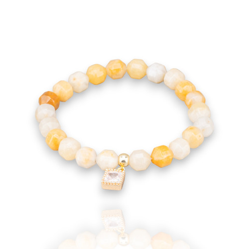 Bracelets élastiques en pierres semi-précieuses avec pendentif avec cristaux de calcite CZ