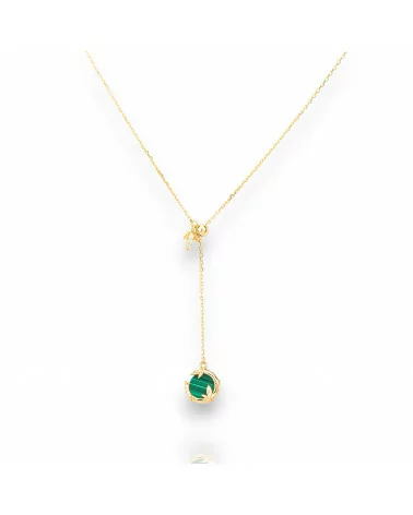 Collana Di Argento 925 Collezione Luna Placcato Oro Con Malachite-COLLEZIONE LUNA | Worldofjewel.com