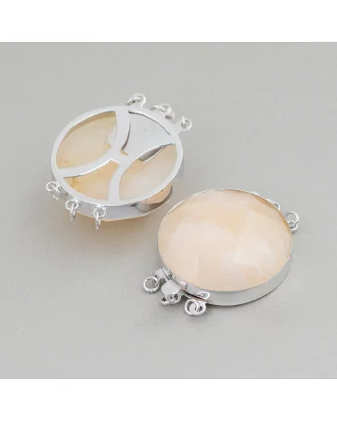 Chiusura In Argento 925 E Pietre Dure Tondo Sfaccettato 30mm 1pz Calcite-CHIUSURE CON PIETRE E PERLINE | Worldofjewel.com