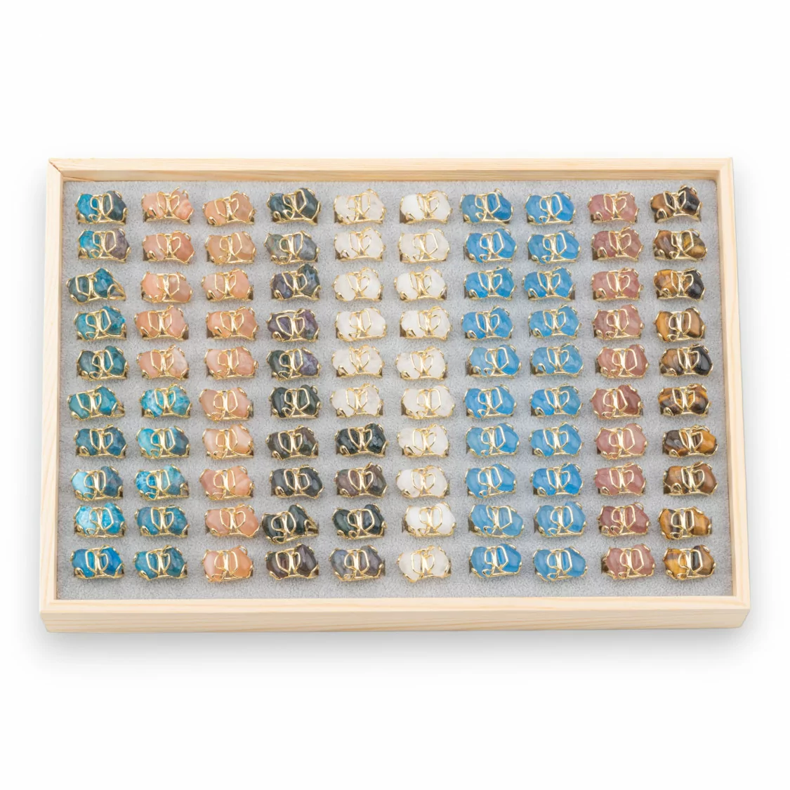 LOTTO Anelli Di Bronzo Collezione AURORA 100 Anelli 16x22mm Completo di Espositore Contenitore-LOTTO INGROSSO | Worldofjewel.com