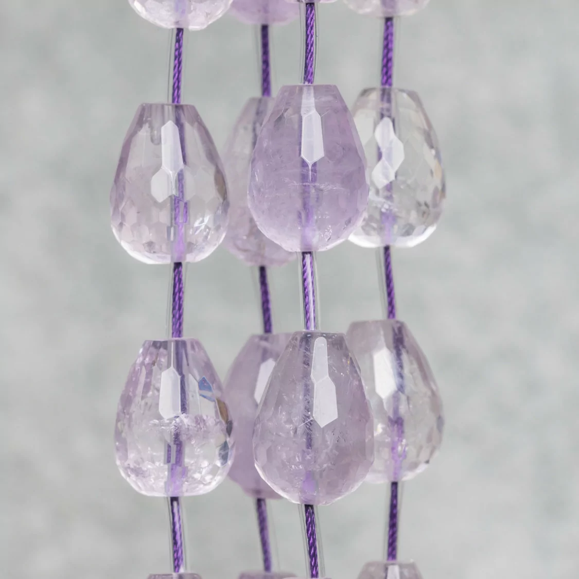 Ametista Lavanda Clear Gocce Briolette Sfaccettate 15x22mm 13pz-AMETISTA CHIARA | Worldofjewel.com